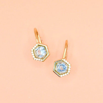 Chloe + Lois Leverback Earrings in 14k Gold and Aquamarine