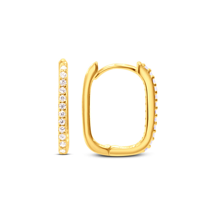CHLOE + LOIS Oval Micro Pave Hoop Earring in 14K Gold Plated Sterling Silver