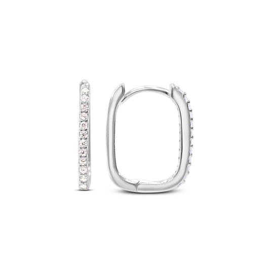 CHLOE + LOIS Oval Micro Pave Hoop Earring in Sterling Silver