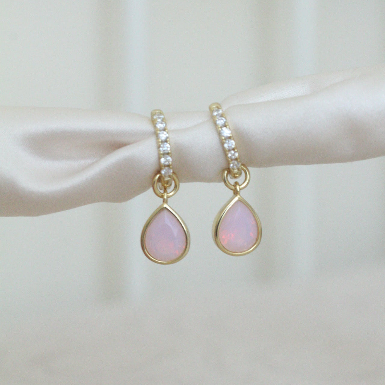 Cotton Candy Opal CZ Drop Hoops