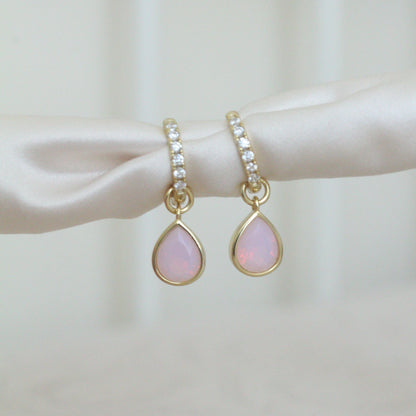 Cotton Candy Opal CZ Drop Hoops