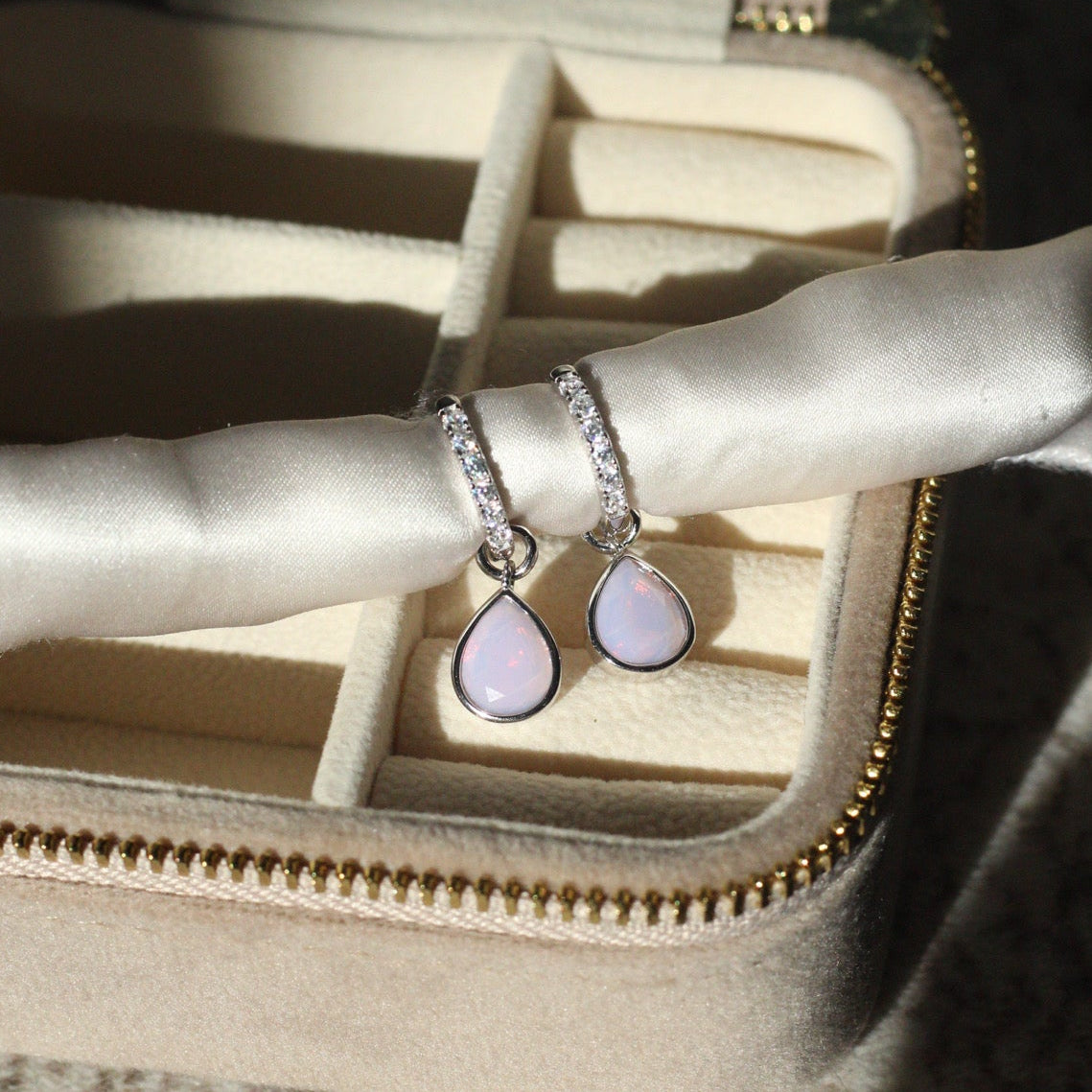 Cotton Candy Opal CZ Drop Hoops