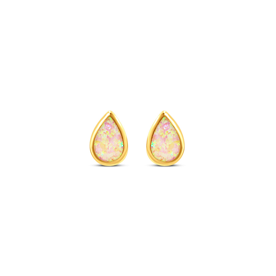 Pink Opal Teardrop Stud Earrings in 14k Gold by Chloe + Lois