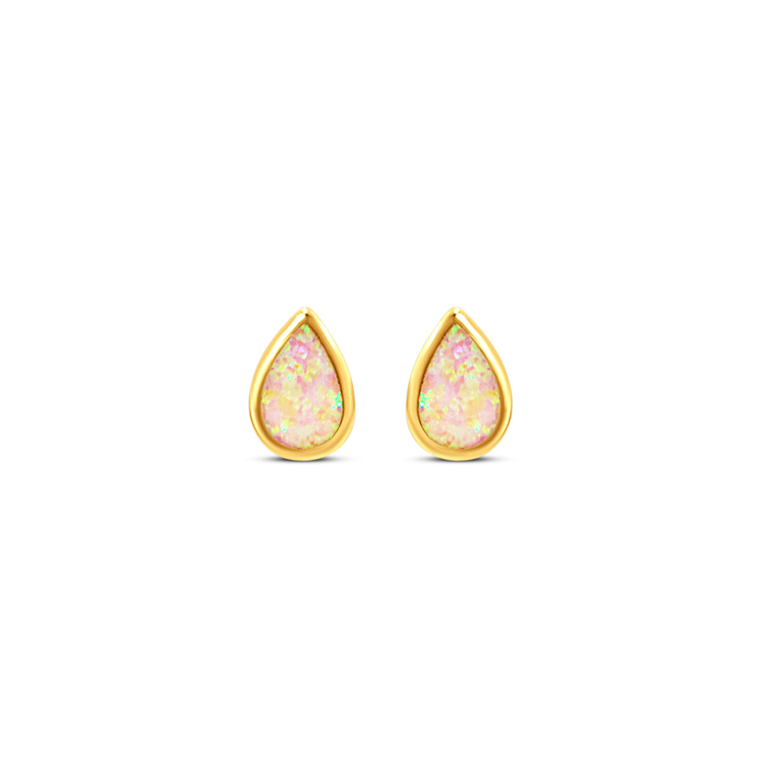 Pink Opal Teardrop Stud Earrings in 14k Gold by Chloe + Lois