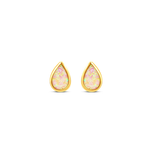 Pink Opal Teardrop Stud Earrings in 14k Gold by Chloe + Lois