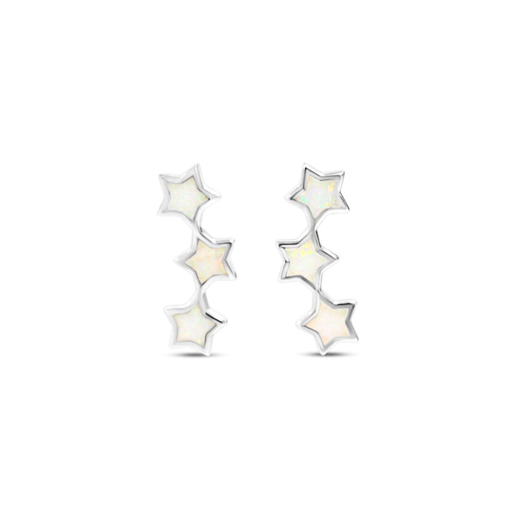 White Opal Star Ear Climbers in Sterling Silver by Chloe + Lois