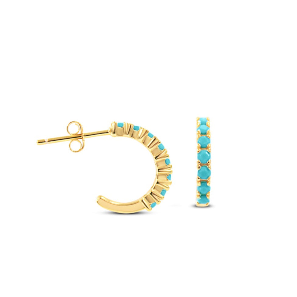 Pavé Hoops in Turquoise CZ