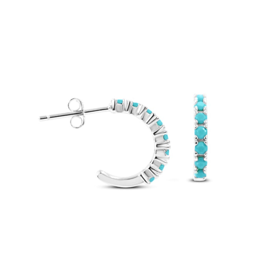 Pavé Hoops in Turquoise CZ