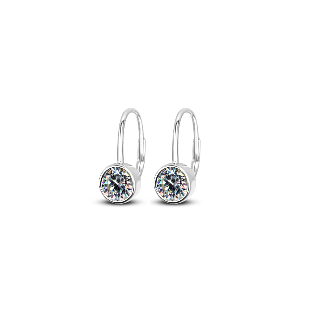 White CZ Sterling Silver 14k Gold Leverback Earrings By Chloe + Lois