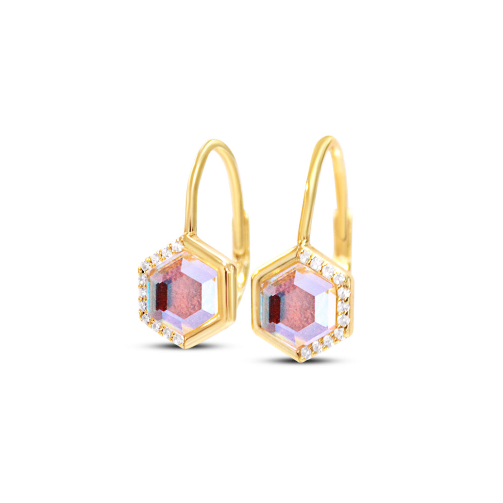 Chloe + Lois Geometric Angel Aura Quartz Leverback Earrings