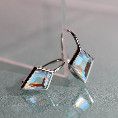 Chloe + Lois Kite Shaped Leverback Earrings in Sterling Silver and Angel Aura Quartz