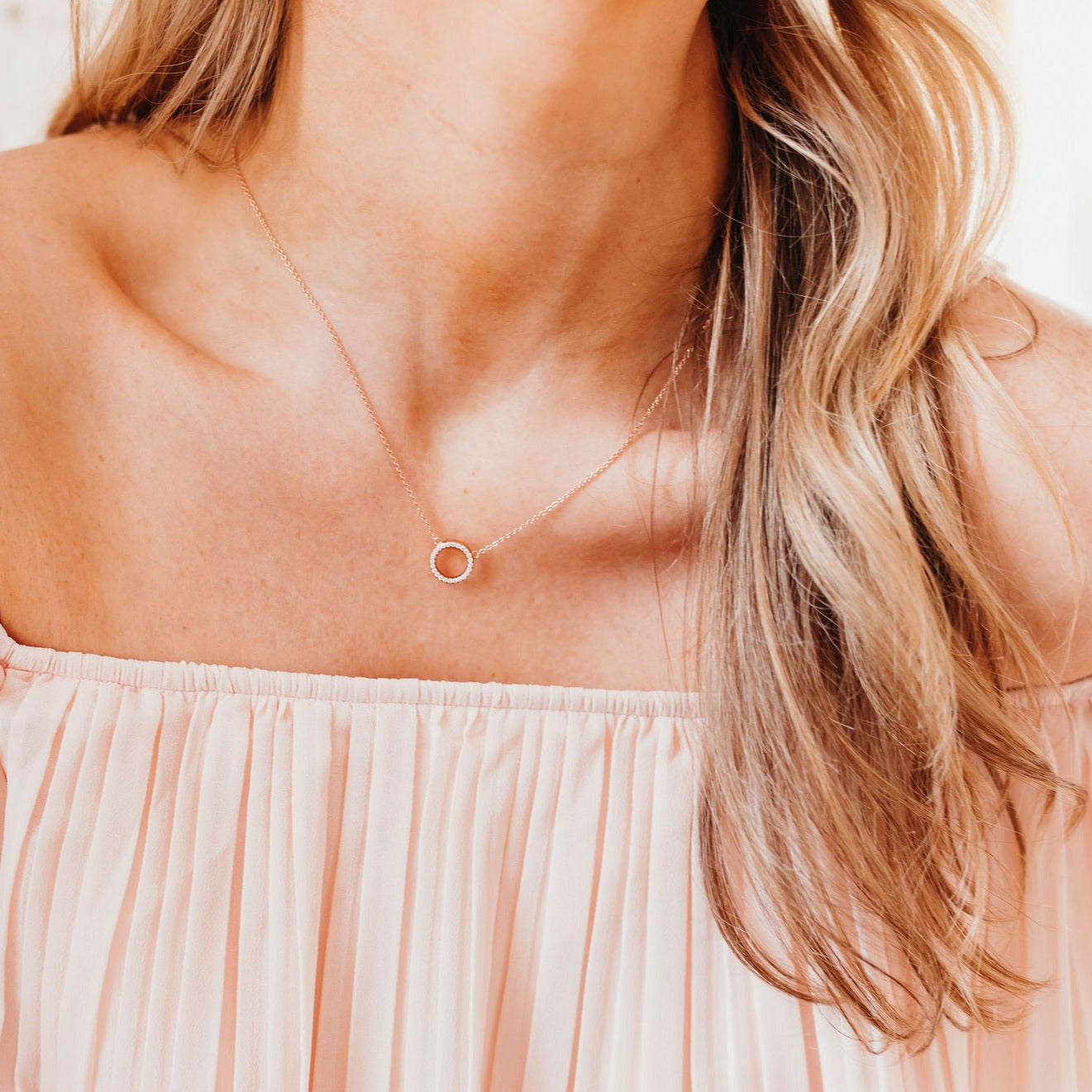 Chloe + Lois Pave Circle Necklace