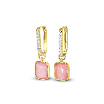 Pavé Luxe Cushion Hoops Coral