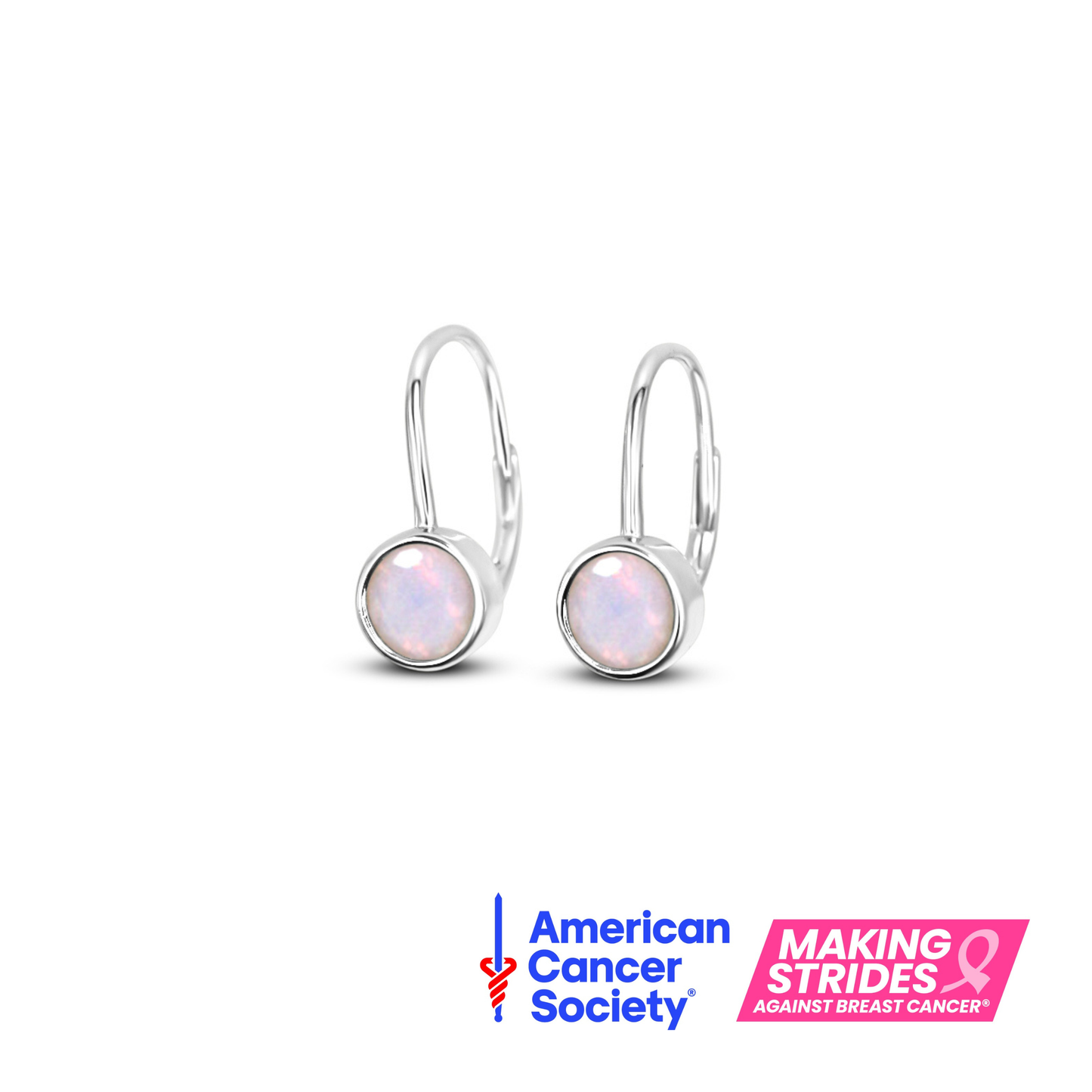 Making Strides Against Breast Cancer Chloe Leverbacks in Cotton Candy Opal Pink