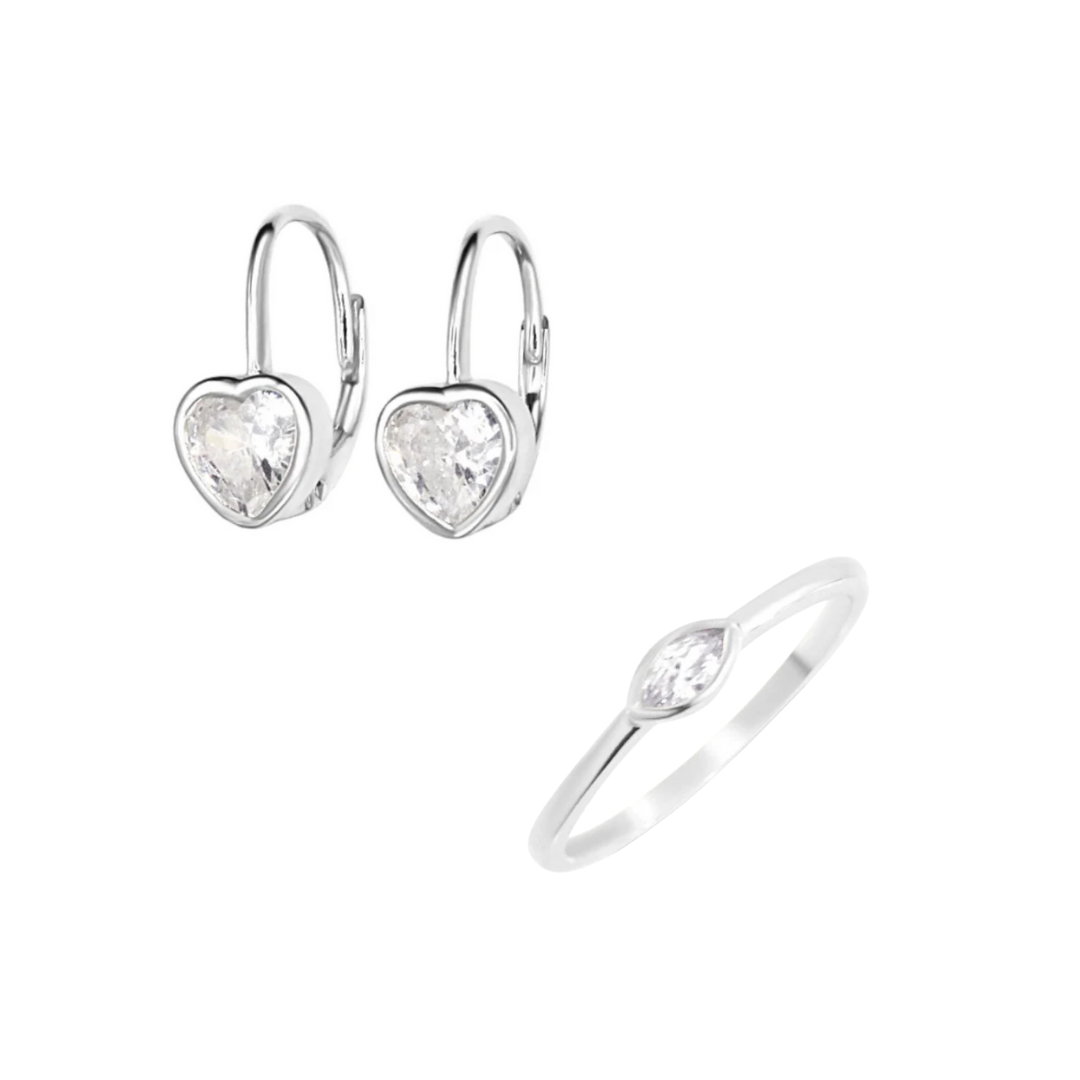 Heart Leverback Ring Bundle