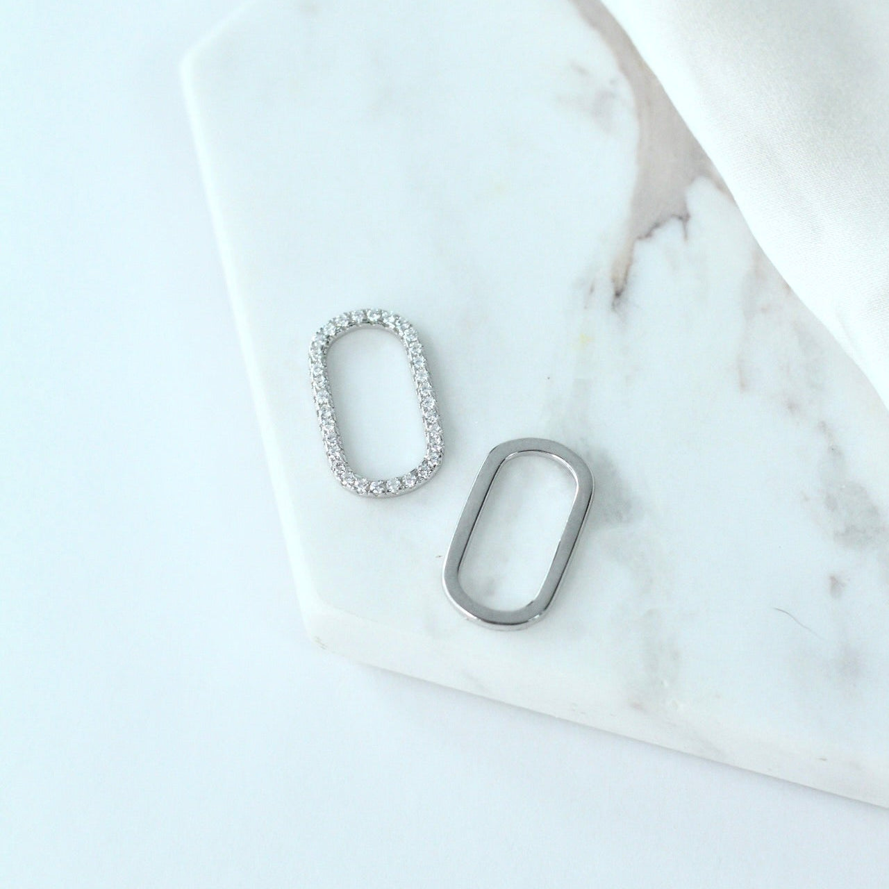 Oval Pave Charm White CZ