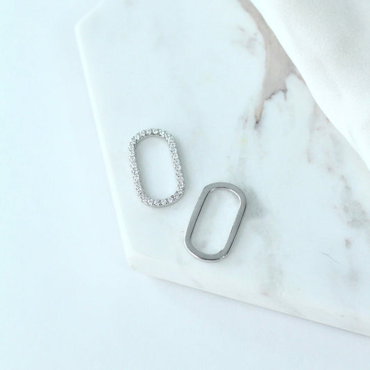 Oval Pave Charm White CZ