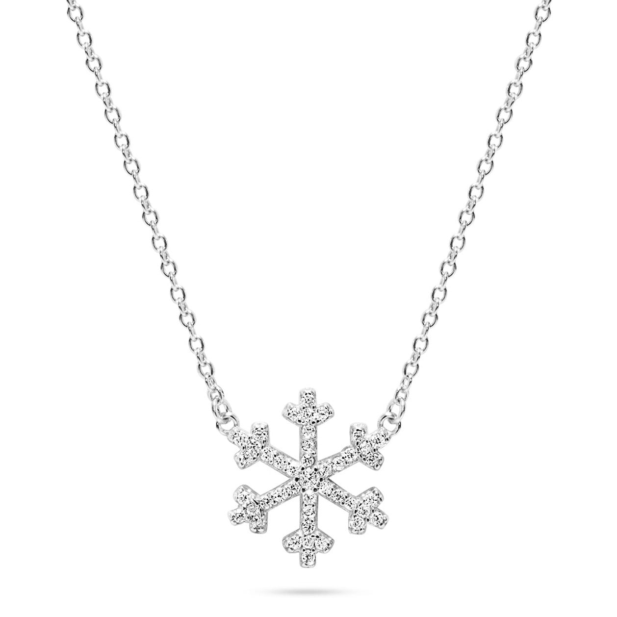 Snowflake Pendant With Cubic Zirconias In Sterling Silver in White | Pascoes