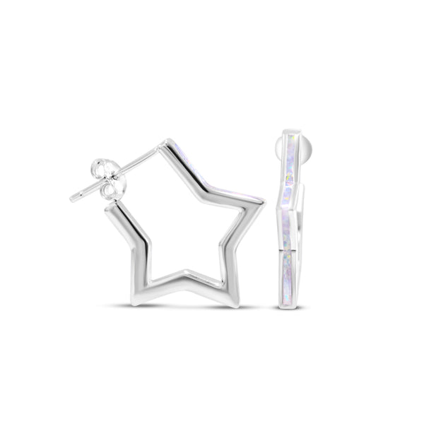 Women's Star Hoop Earrings – Geometric Minimalist Design, Silver & Gold, Nickel-Free Stainless Steel Alloy