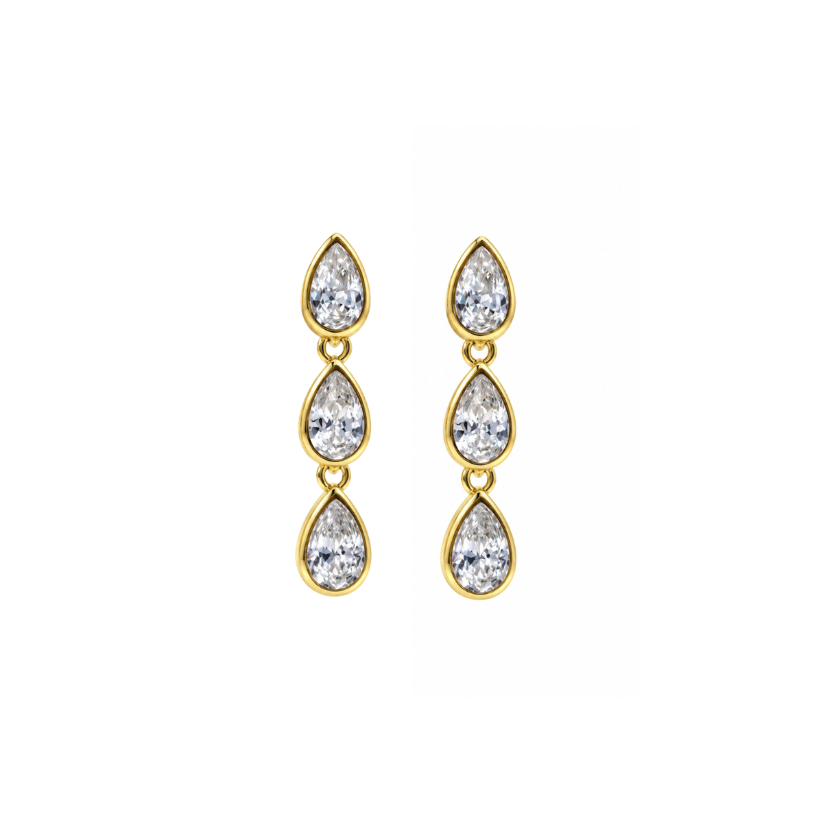 Triple Teardrop Drop Studs