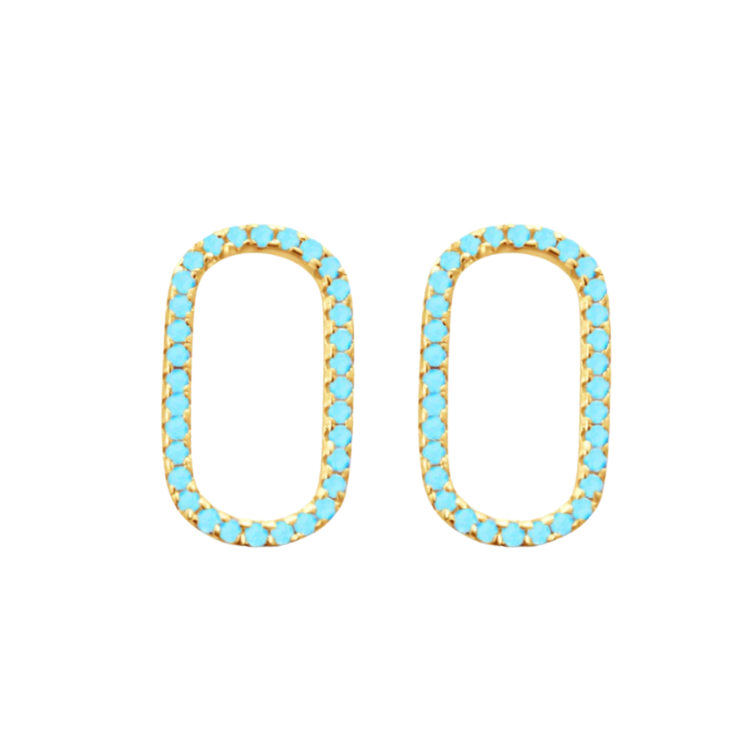 Oval Pave Charm in Turquoise