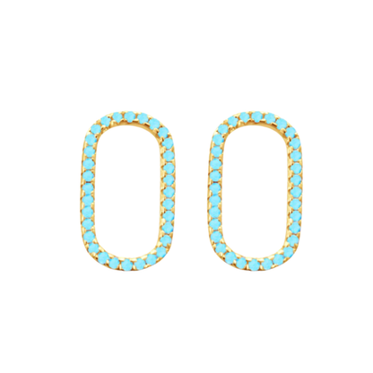 Oval Pave Charm in Turquoise
