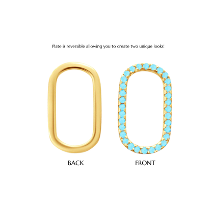 Oval Pave Charm in Turquoise