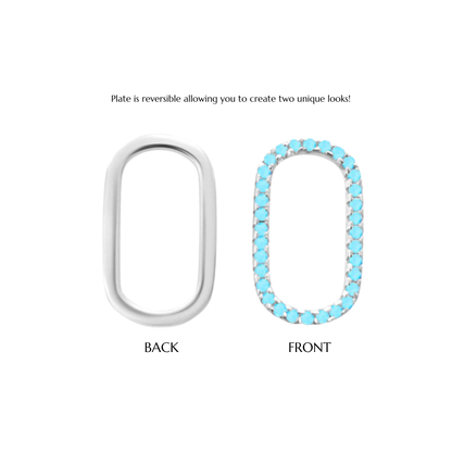 Oval Pave Charm in Turquoise