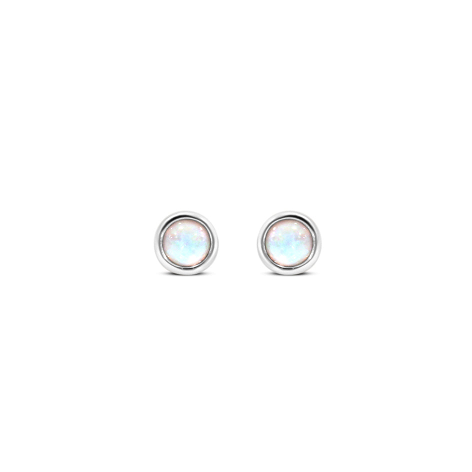 Milky Blue Opal Glow Dot Studs