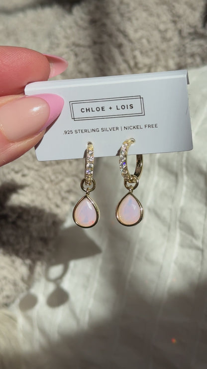 Cotton Candy Opal CZ Drop Hoops