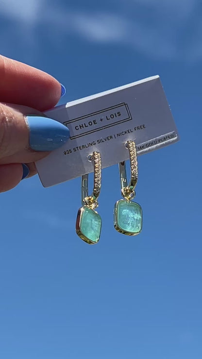 Luxe Cushion Hoops in Sea Glass