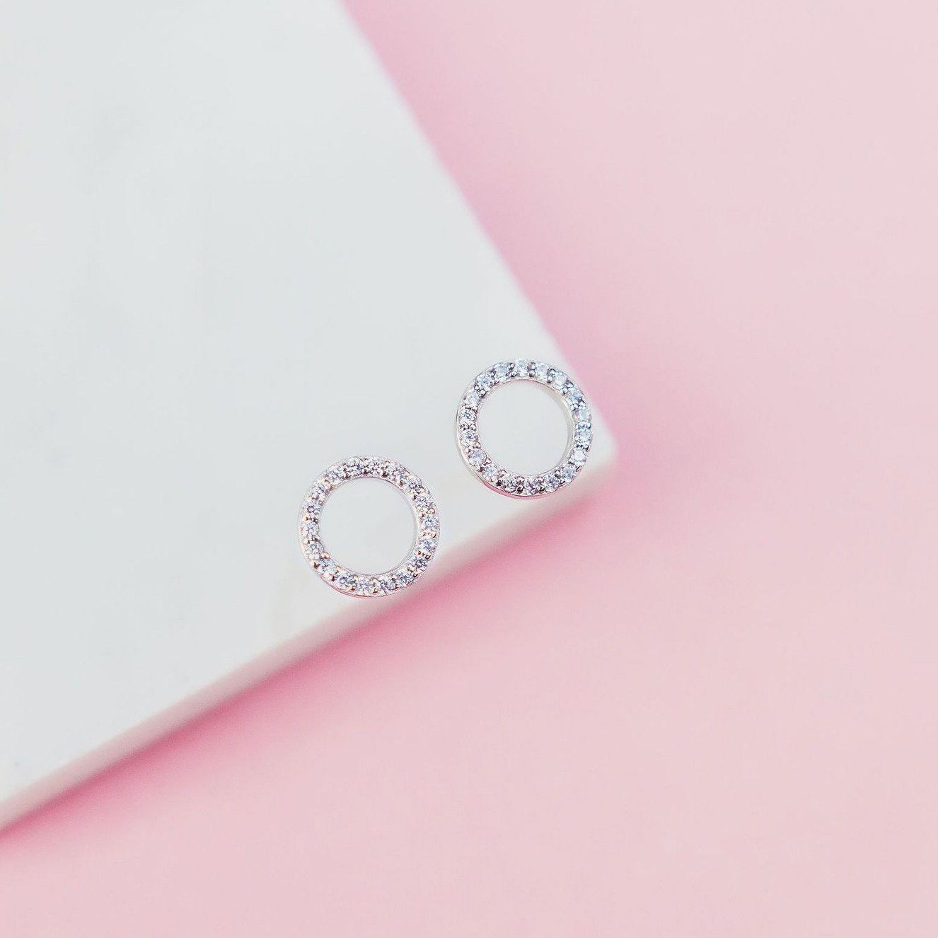 Slim Sparkling Circle Studs Earrings Chloe + Lois Sterling Silver 