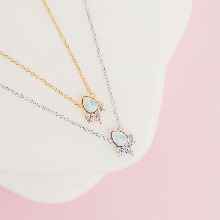 "Chloe" Necklace in White Opal Swarovski® Necklaces Chloe + Lois 