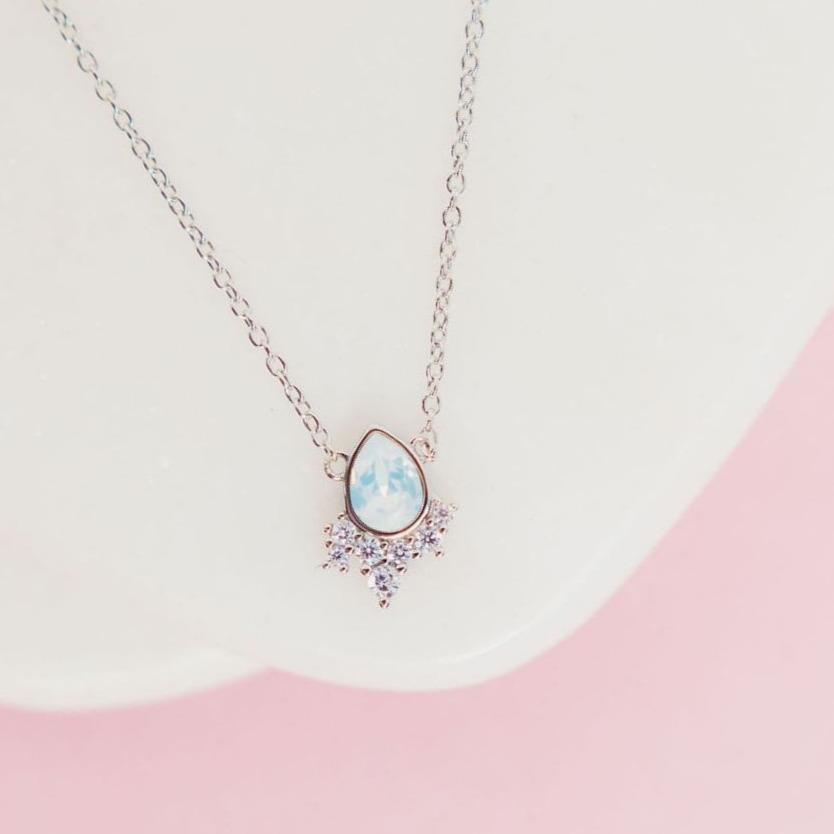 "Chloe" Necklace in White Opal Swarovski® Necklaces Chloe + Lois Solid Sterling Silver 