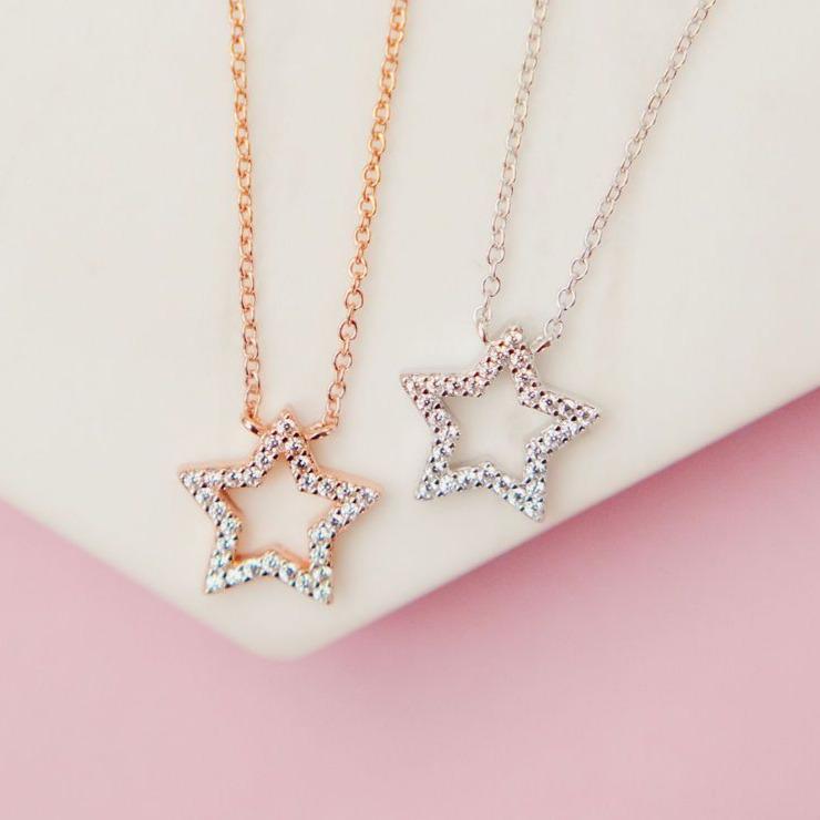 Glittering Pavé Star Necklace Necklaces Chloe + Lois 