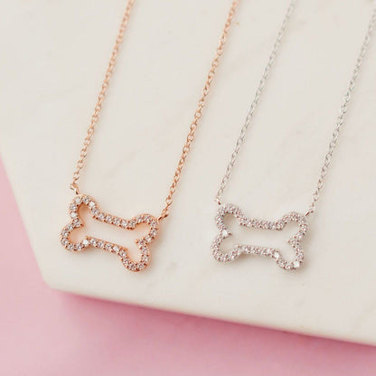 Glittering Pavé Dog Bone Necklace Necklaces Chloe + Lois 