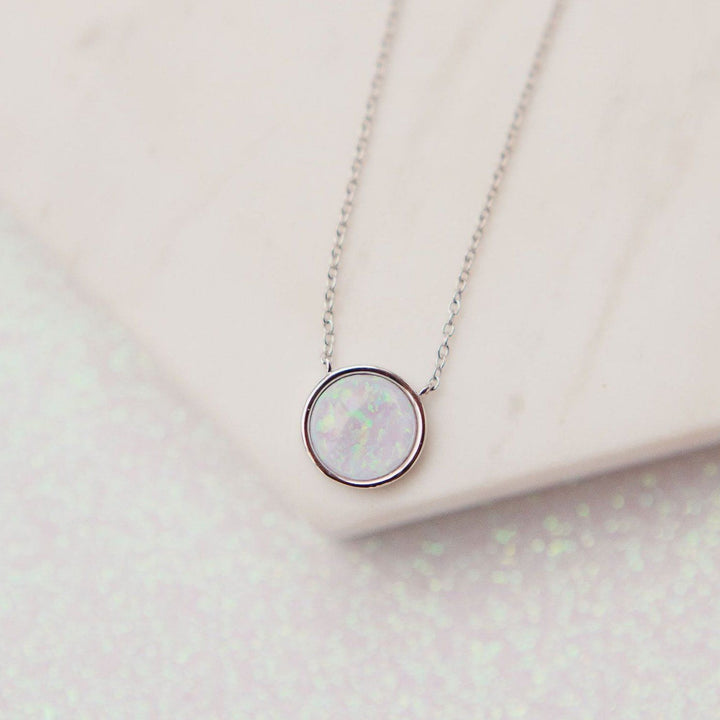 Milky Blue Opal Solitaire Necklace Necklaces Chloe + Lois Sterling Silver 