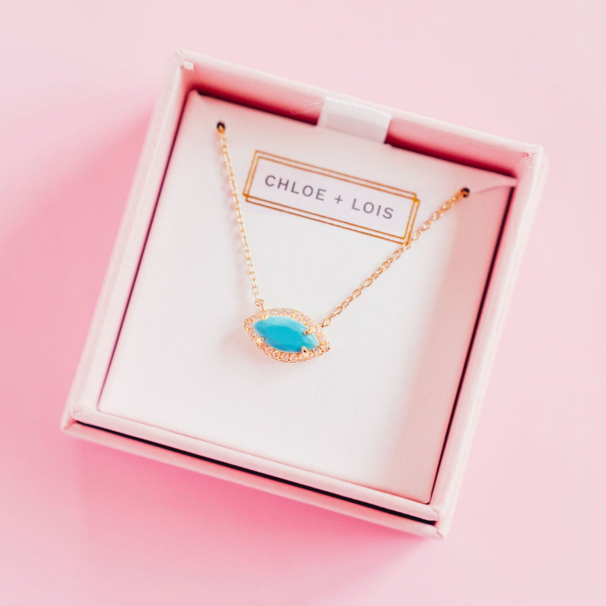 CHLOE + LOIS 14K Gold Dainty Turquoise Evil Eye Necklace