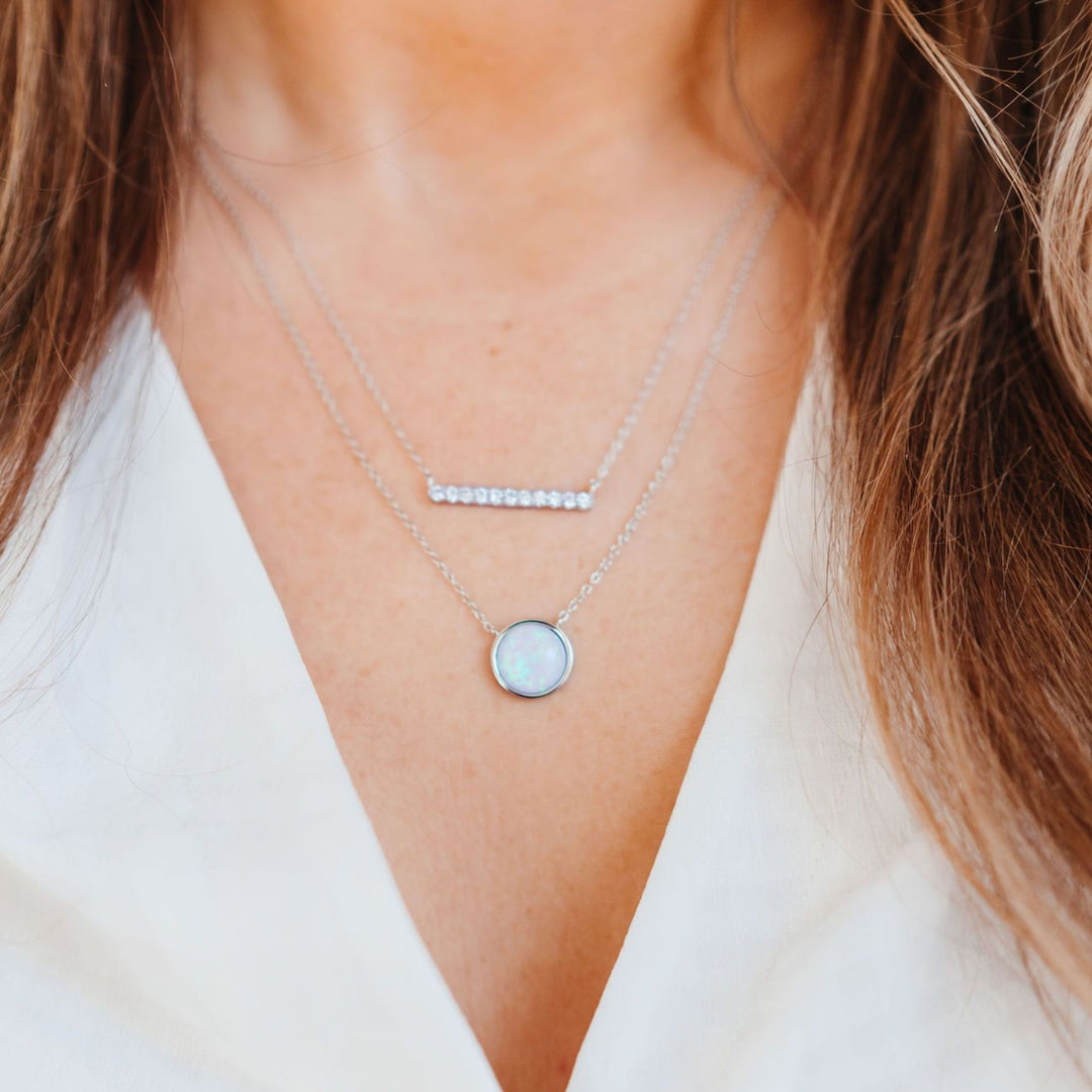 Chloe + Lois Sterling Silver Layering Necklaces with Opal Detail