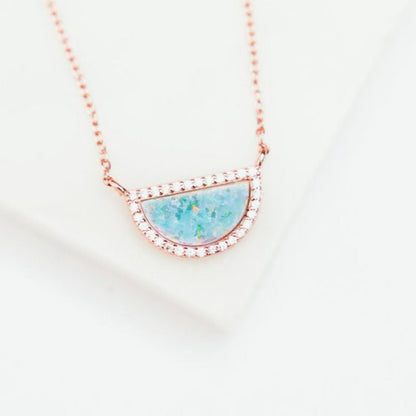 CHLOE + LOIS BLUE OPAL LUNA NECKLACE IN ROSE GOLD