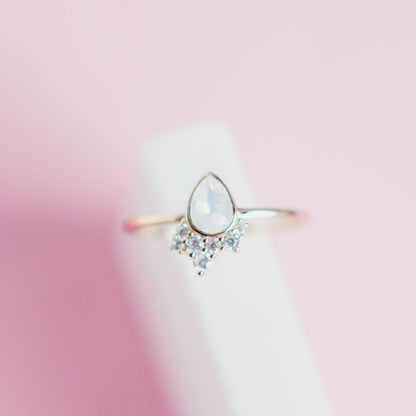 "Chloe" Ring in White Opal Swarovski® Rings Chloe + Lois 