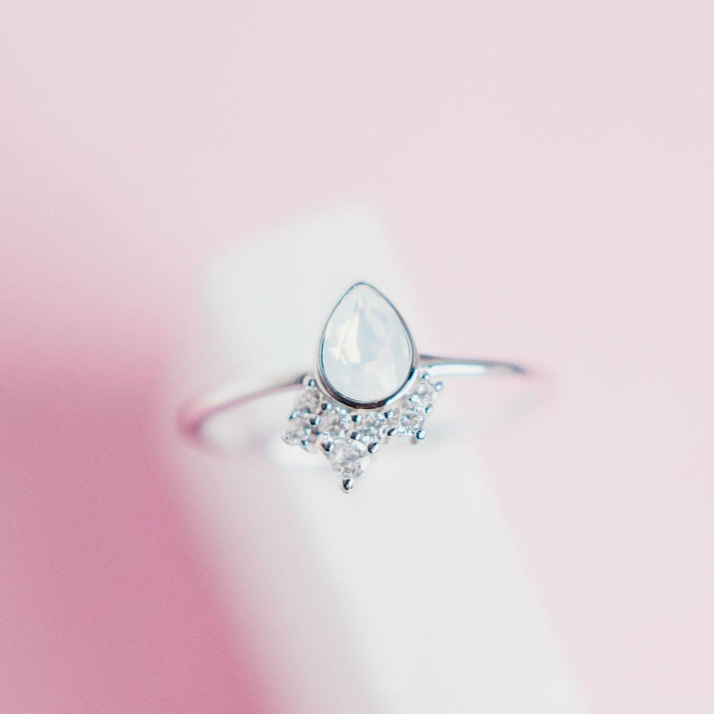 "Chloe" Ring in White Opal Swarovski® Rings Chloe + Lois 