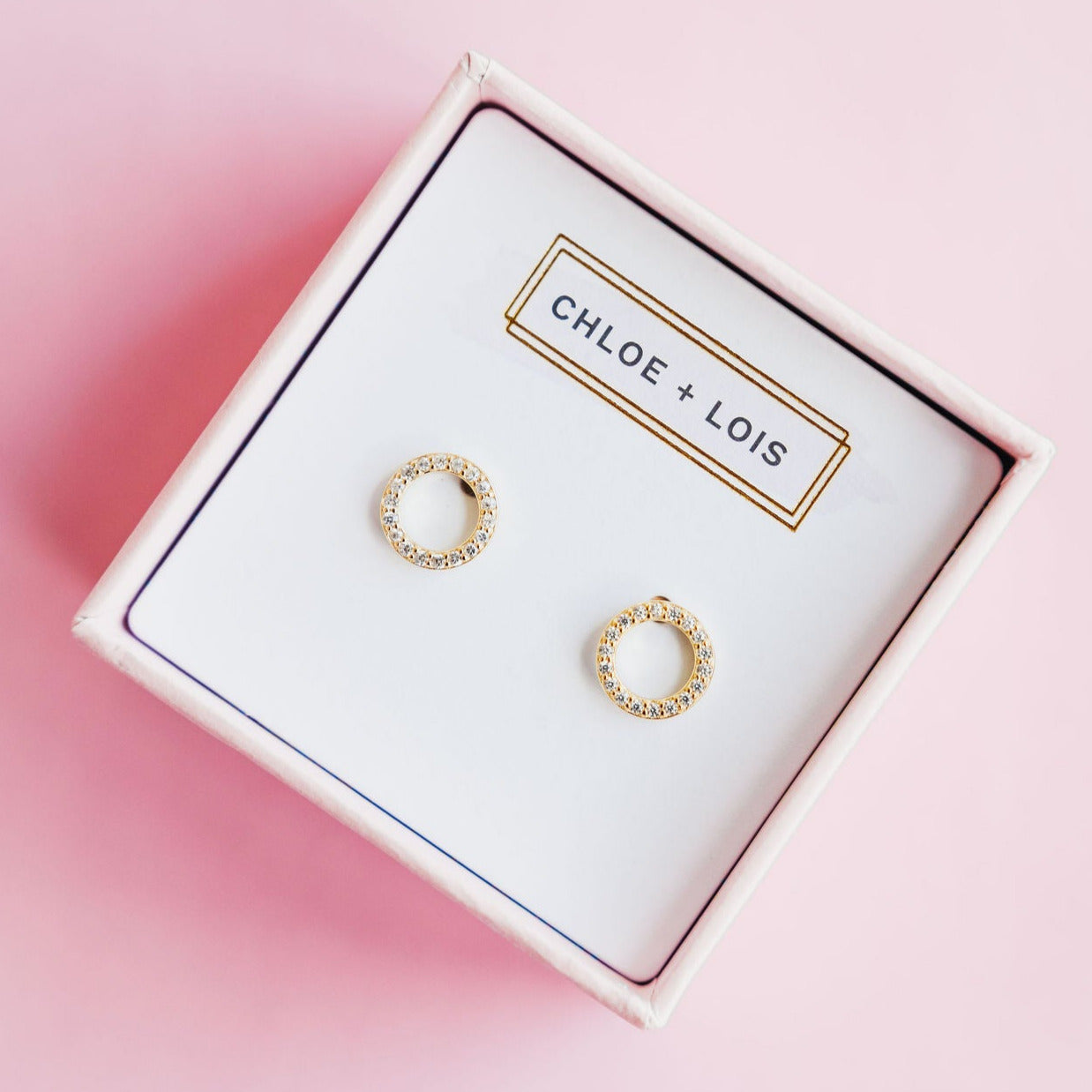 Chloe + Lois Pave Circle Stud Earrings