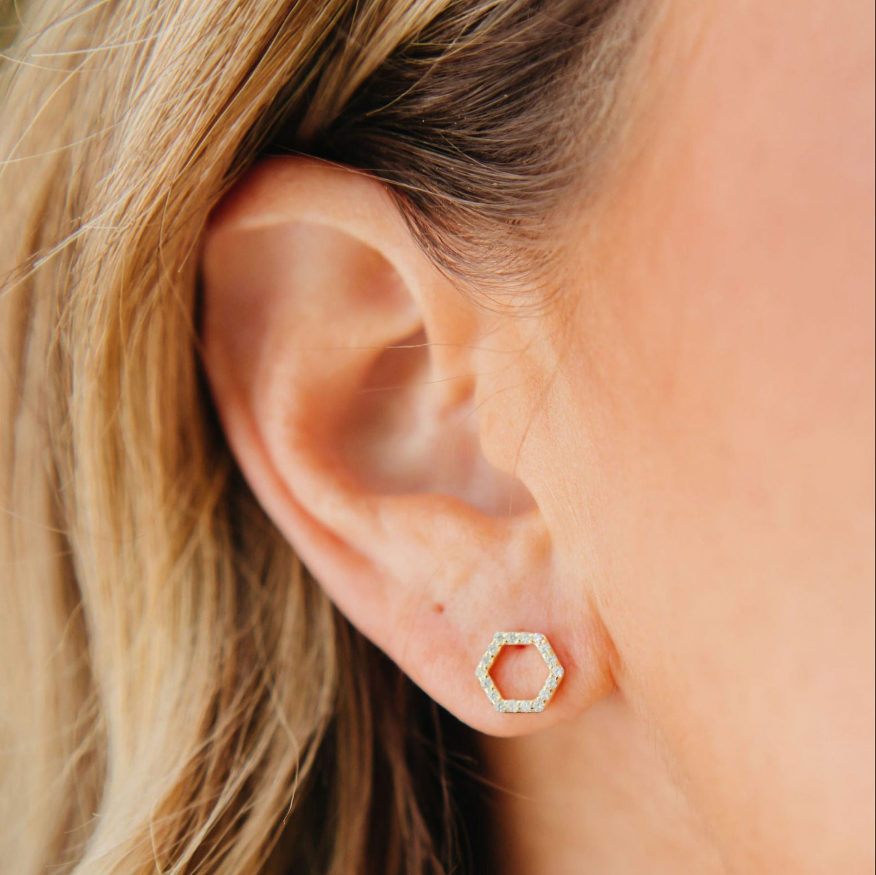 Pavé Hexagon Studs