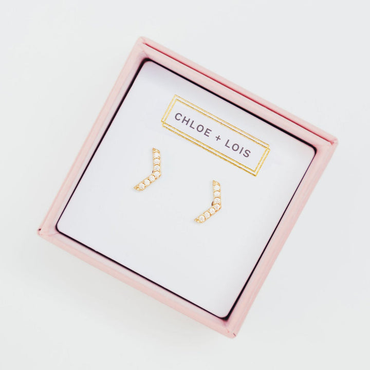 Chloe + Lois Dainty 14k Gold Chevron Stud Earrings