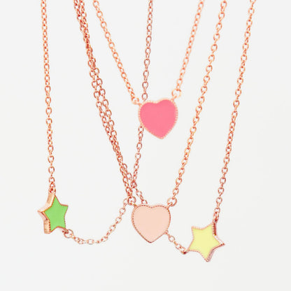 Mini Enamel Star Necklace in Yellow