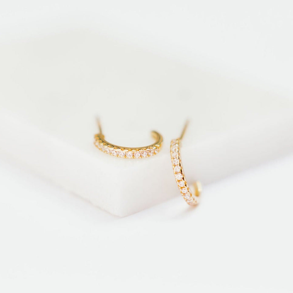 Chloe + Lois 14k Gold Micro Pavé Huggie Hoops