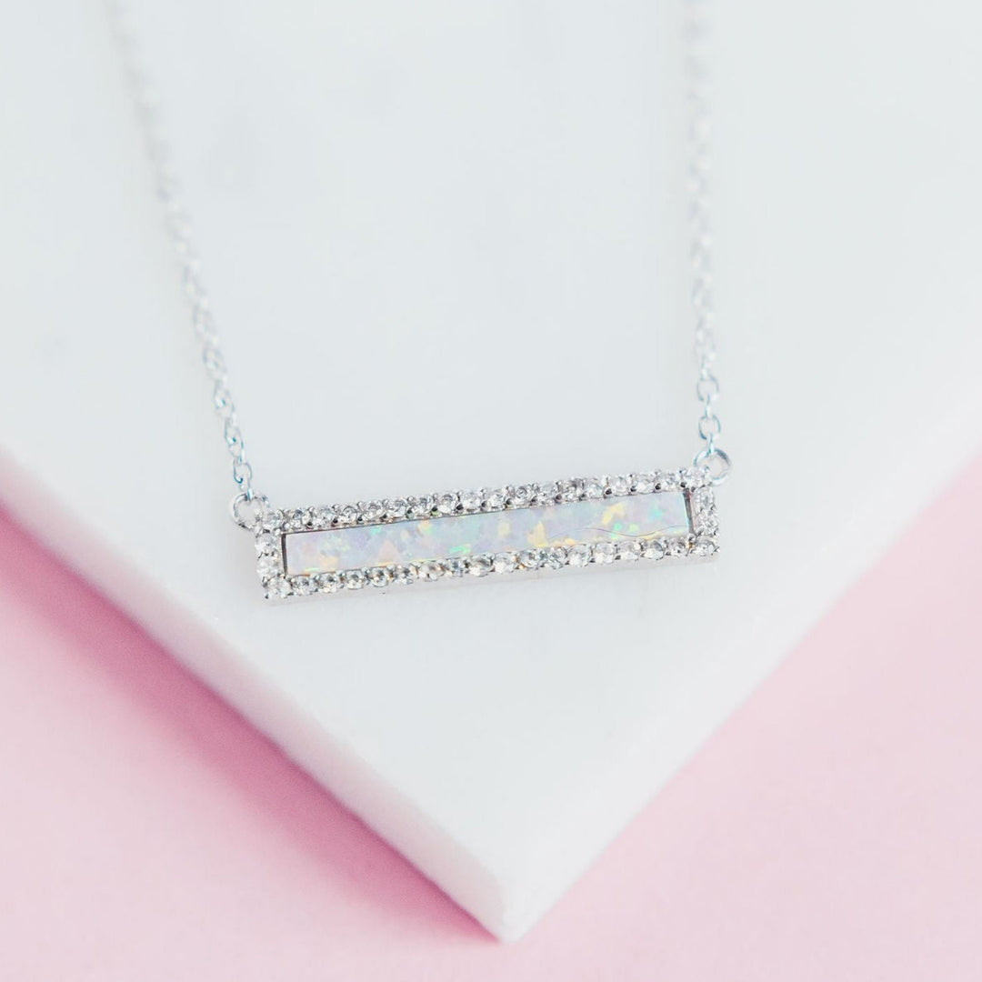 Dainty Pink Opal Bar Necklace by Chloe + Lois 