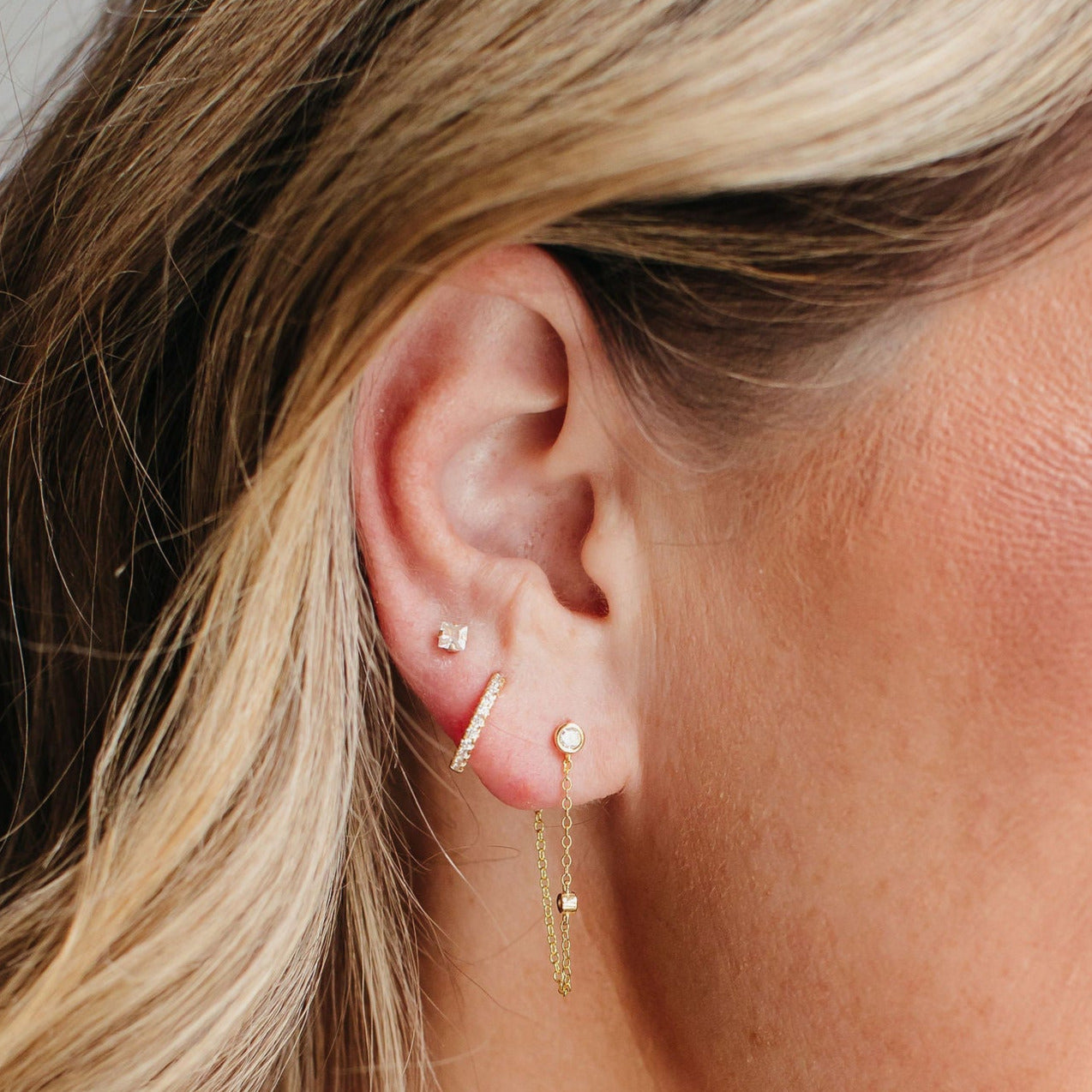 Luxe Ear Chain Studs