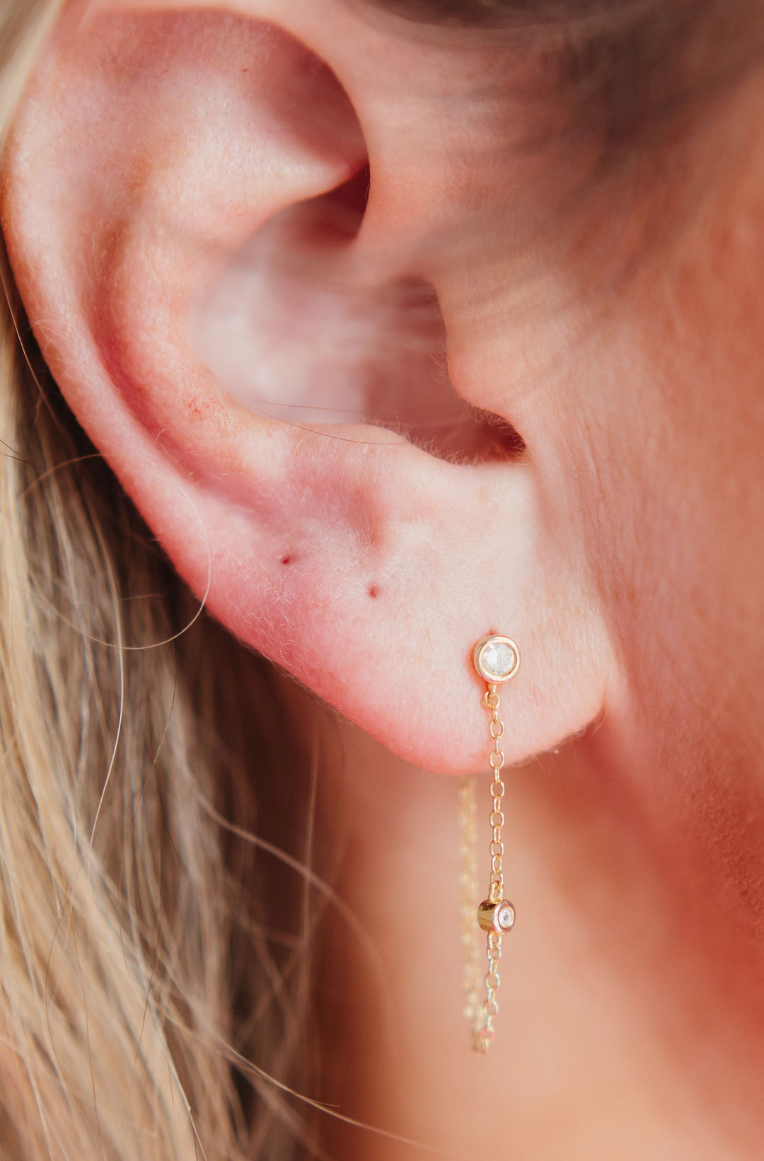 Chloe + Lois 14k gold drop chain earrings